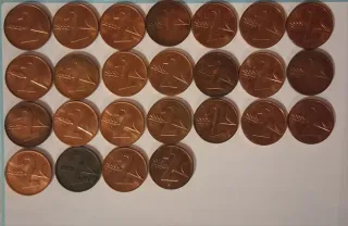 25 Monete Svizzere 2 Centesimi Elvetia