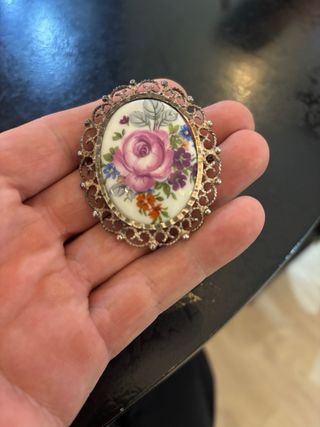 Broche antiguo floral plata