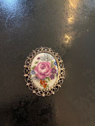 Broche antiguo floral plata