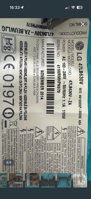 Despiece TV LG 47LB630V