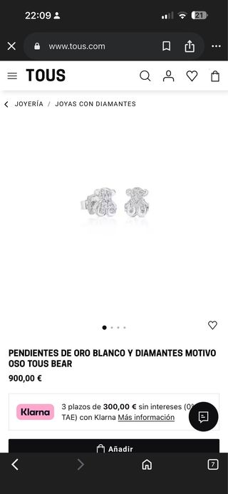 Pendientes Tous Oso Brillantes oro blanco