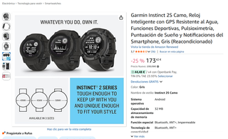 Reloj deportivo Garmin Instinct 2S Camo Gris GPS