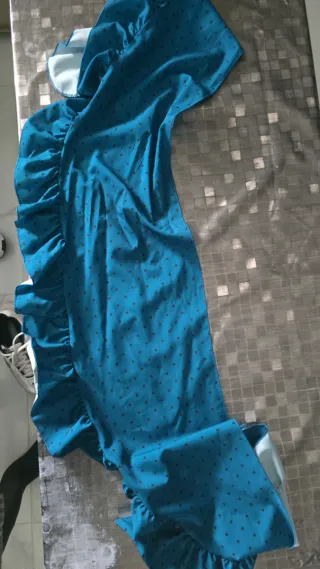 Falda Rociera Azul con Lunares con camisa a juego