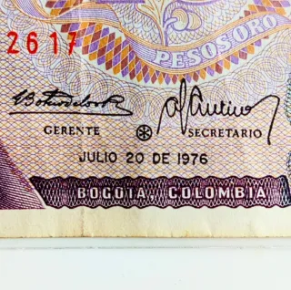 Billete REPOSICIÓN Colombia 10 Pesos Oro 1976