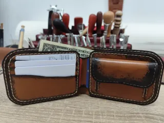 Cartera billetera de cuero con monedero