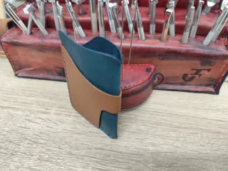 Tarjetero Billetera Cuero Azul Marrón