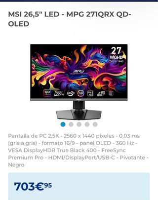 Monitor MSI 27 QD-OLED 360Hz