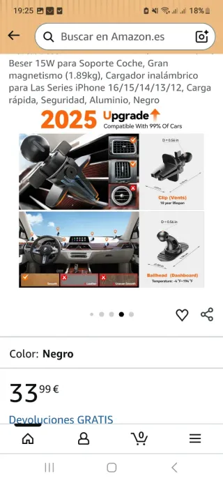 Cargador inalámbrico Beser de carga rápida