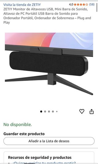 Altavoz USB Barra de Sonido Negra