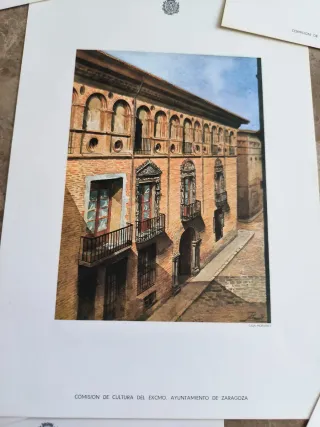 Lote 12 láminas con imágenes antiguas de Zaragoza