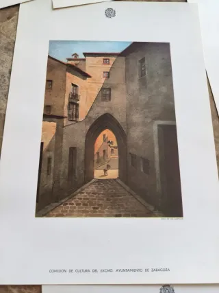 Lote 12 láminas con imágenes antiguas de Zaragoza