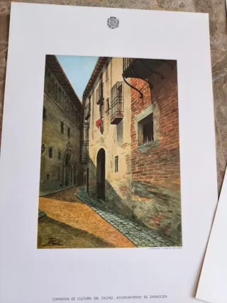 Lote 12 láminas con imágenes antiguas de Zaragoza