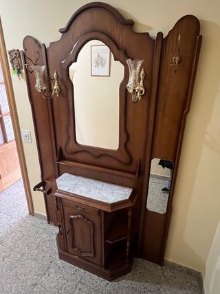 Mueble de entrada madera con espejo
