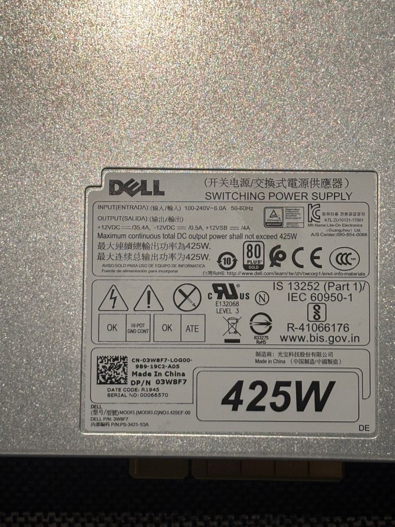 Fuente Alimentación Dell 425W L425EF-00 - 03W8F7