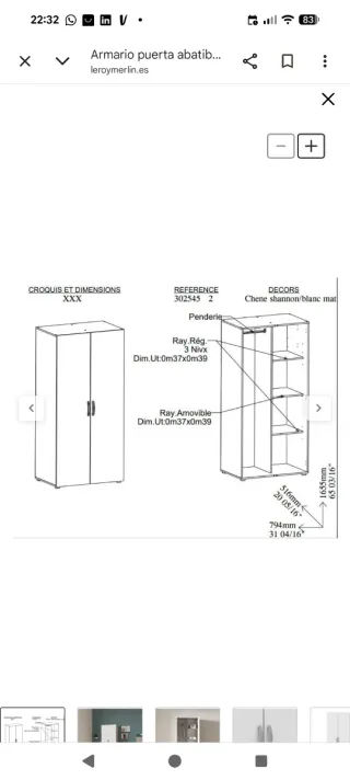 Armario puertas abatibles Leroy Merlin