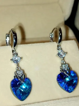 Pendientes Corazón Plata 925 Azul