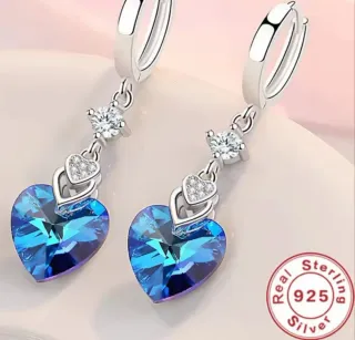 Pendientes Corazón Plata 925 Azul