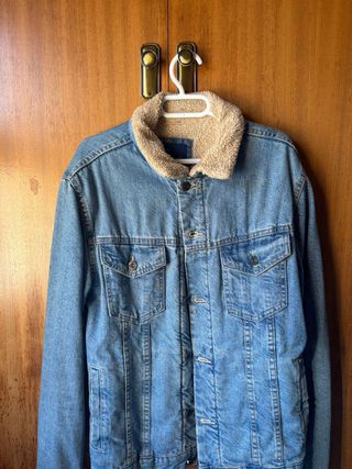 Chaqueta Zara Borrego Azul/Beige