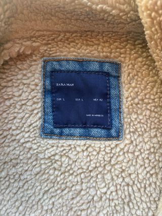 Chaqueta Zara Borrego Azul/Beige