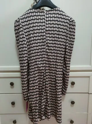 Vestito fantasia beige e nero