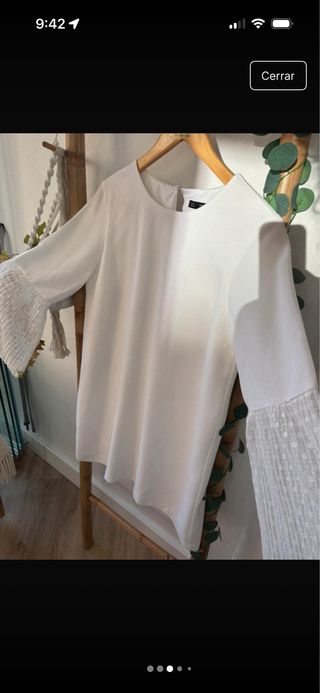 Vestido Zara blanco manga acampanada