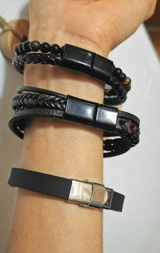 Pulseras de hombre cuero y metal