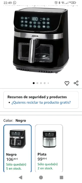 Freidora de aire JOCCA 9L