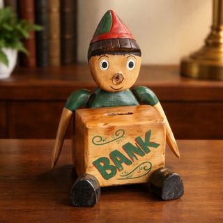 Hucha de madera Pinocho