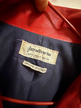 Chaqueta Biker Piel Roja Stradivarius Talla M