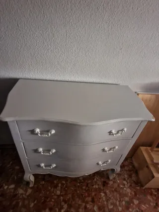 Cómoda de madera gris 3 cajones