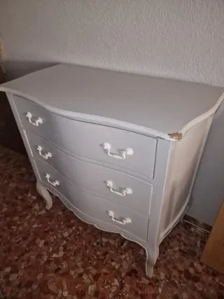 Cómoda de madera gris 3 cajones