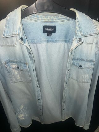 Pull&Bear Camisa Vaquera Rota Talla M
