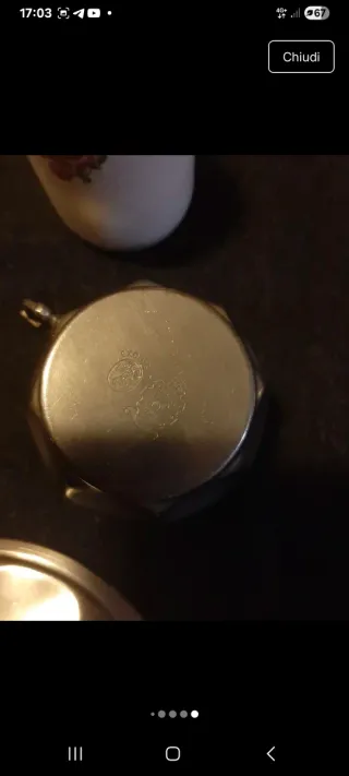 Tazzine Vintage Porcellana e Peltro Lavorato