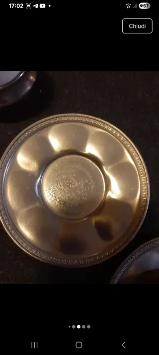 Tazzine Vintage Porcellana e Peltro Lavorato