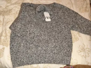 Jersey Zara Lana y Alpaca Gris talla L