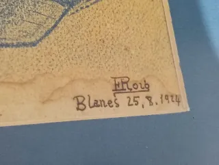 Dibujo de barco firmado y fechado