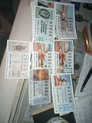 Lote de 14 décimos de  lotería nacional antiguos