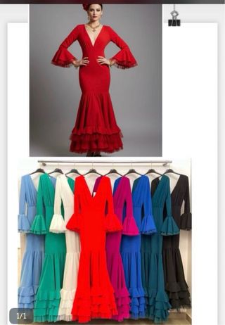 Traje de flamenca rojo volantes