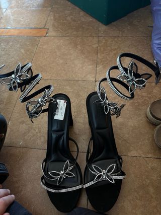 Tacones Brillantes Negros Talla 41/42