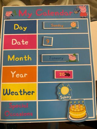 Calendario Peppa Pig Inglés Magnético