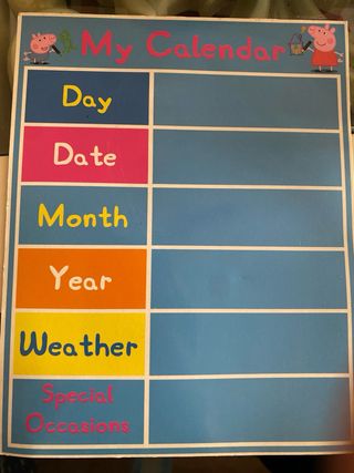 Calendario Peppa Pig Inglés Magnético