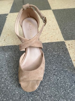 Sandalias AZAREY tacón glitter beige multicolor