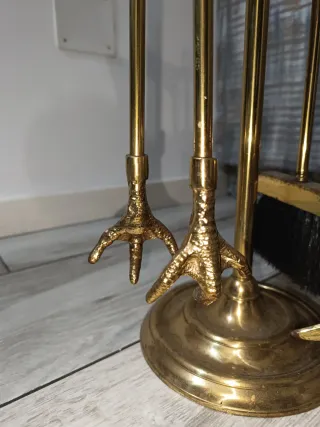 Juego Herramientas Chimenea Dorado Metal