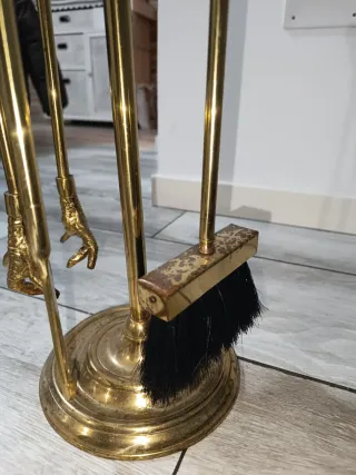 Juego Herramientas Chimenea Dorado Metal