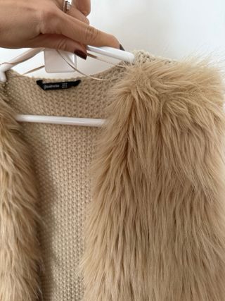 Chaleco pelo y lana beige