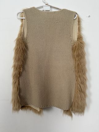 Chaleco pelo y lana beige
