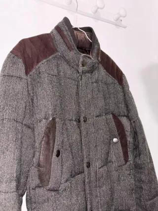 Abrigo Bomber Zara Man Acolchado Gris Marrón