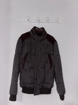 Abrigo Bomber Zara Man Acolchado Gris Marrón