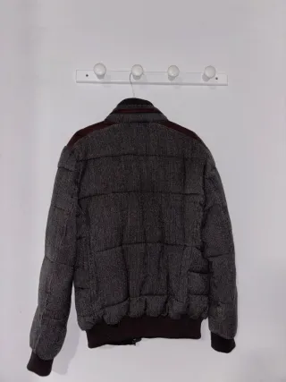 Abrigo Bomber Zara Man Acolchado Gris Marrón