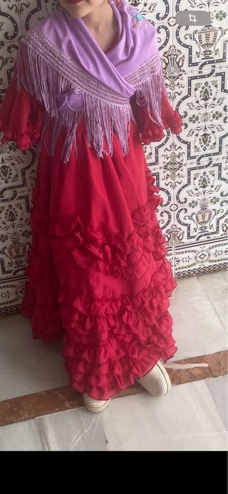 Traje Flamenca Niña Rojo